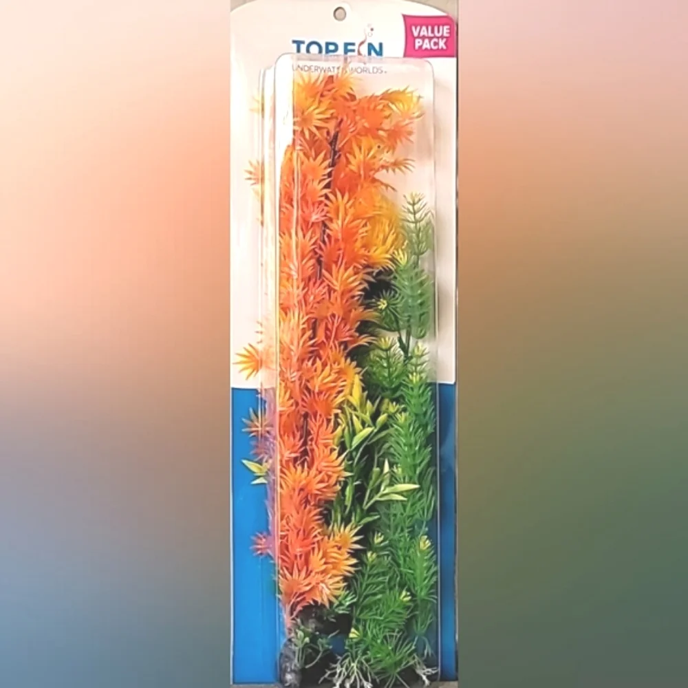 New! TOPFIN Underwater Worlds Large Aquarium Plants Value Pack of 4